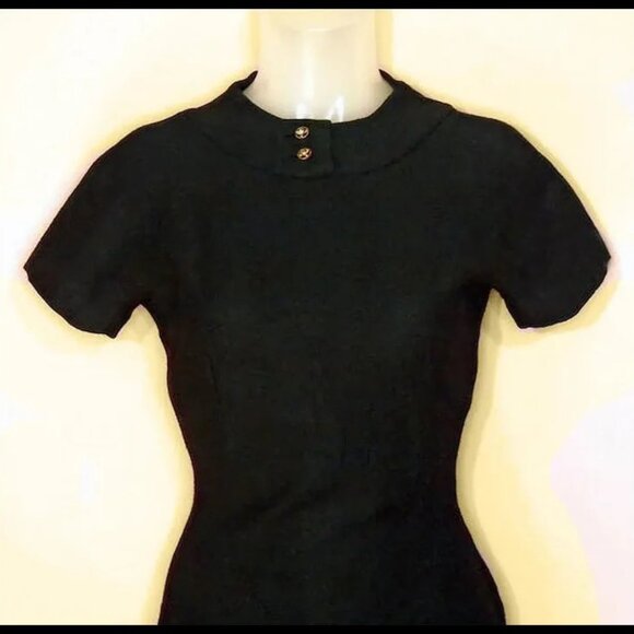 Bodycon Little Black Dress 1950s Vintage LBD, Low Back Interest - Picture 7 of 15
